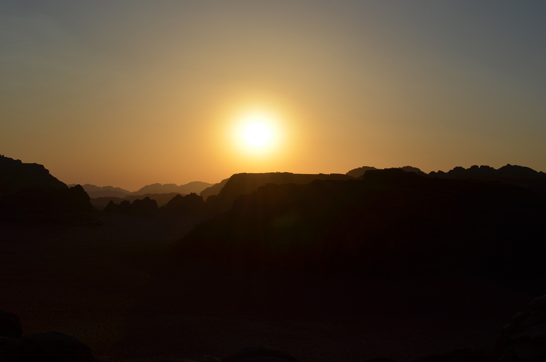 Couché de soleil sur le Wadi Rum